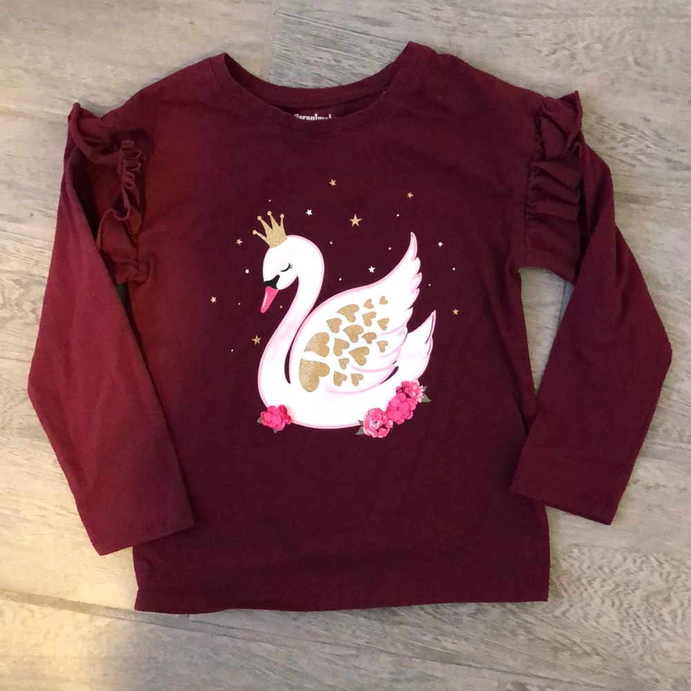 Maroon girls long sleeve ruffle top